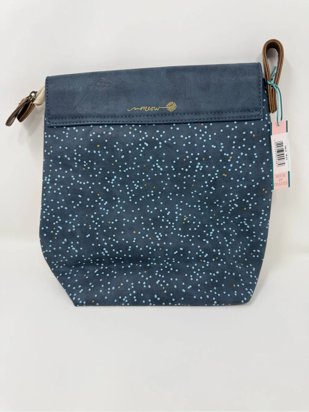 Cat Pattern Navy & Cream Cosmetics Toiletries Bag with Kitten Design